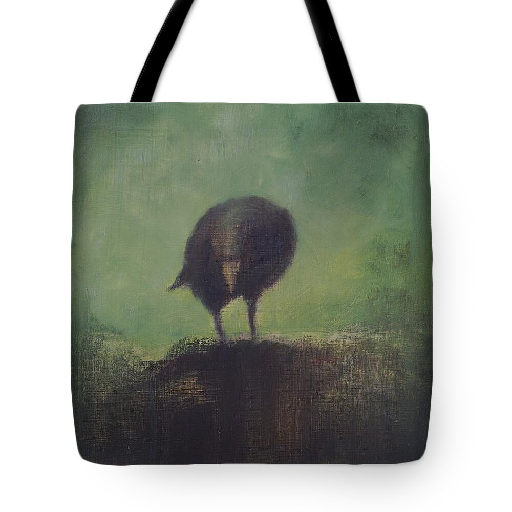 Crow Tote Bag featuring the painting Crow 12 by David Ladmore