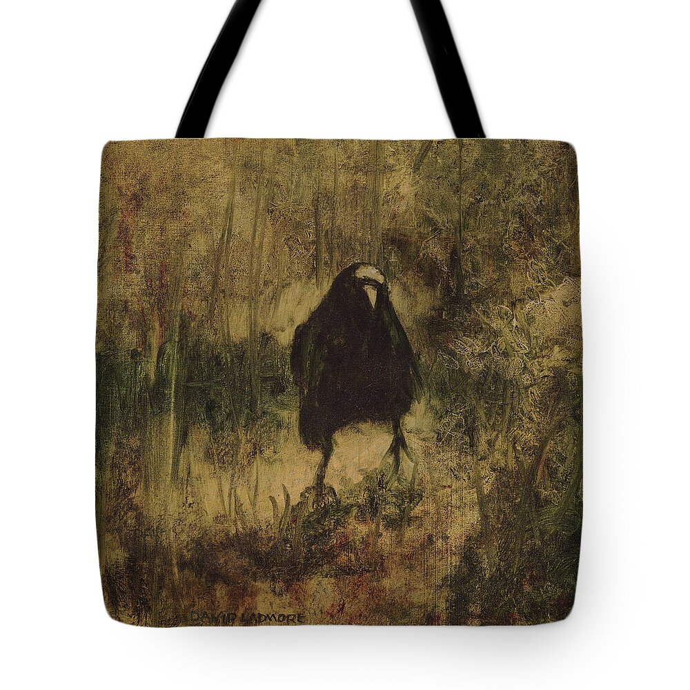 Crow Tote Bag featuring the painting Crow 8 by David Ladmore