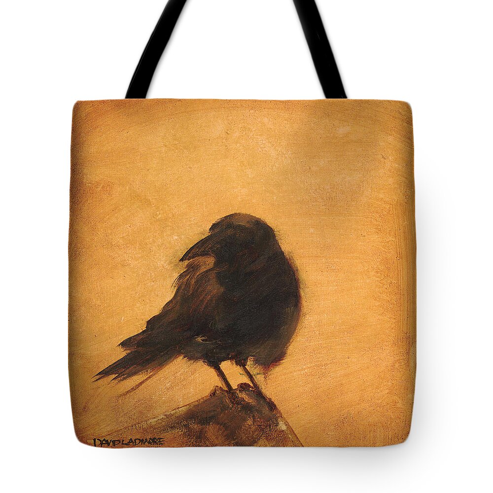 Crow Tote Bag featuring the painting Crow 9 by David Ladmore