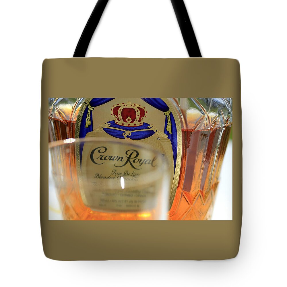 Crown Royal Tote Bag featuring the photograph Crown Royal Canadian Whisky by Valerie Collins