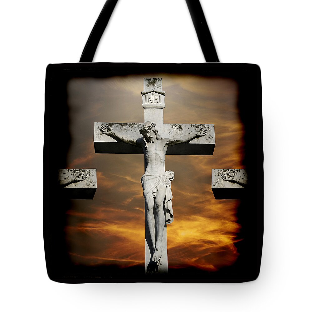 Easter Tote Bag featuring the photograph Crucified by Steven Michael