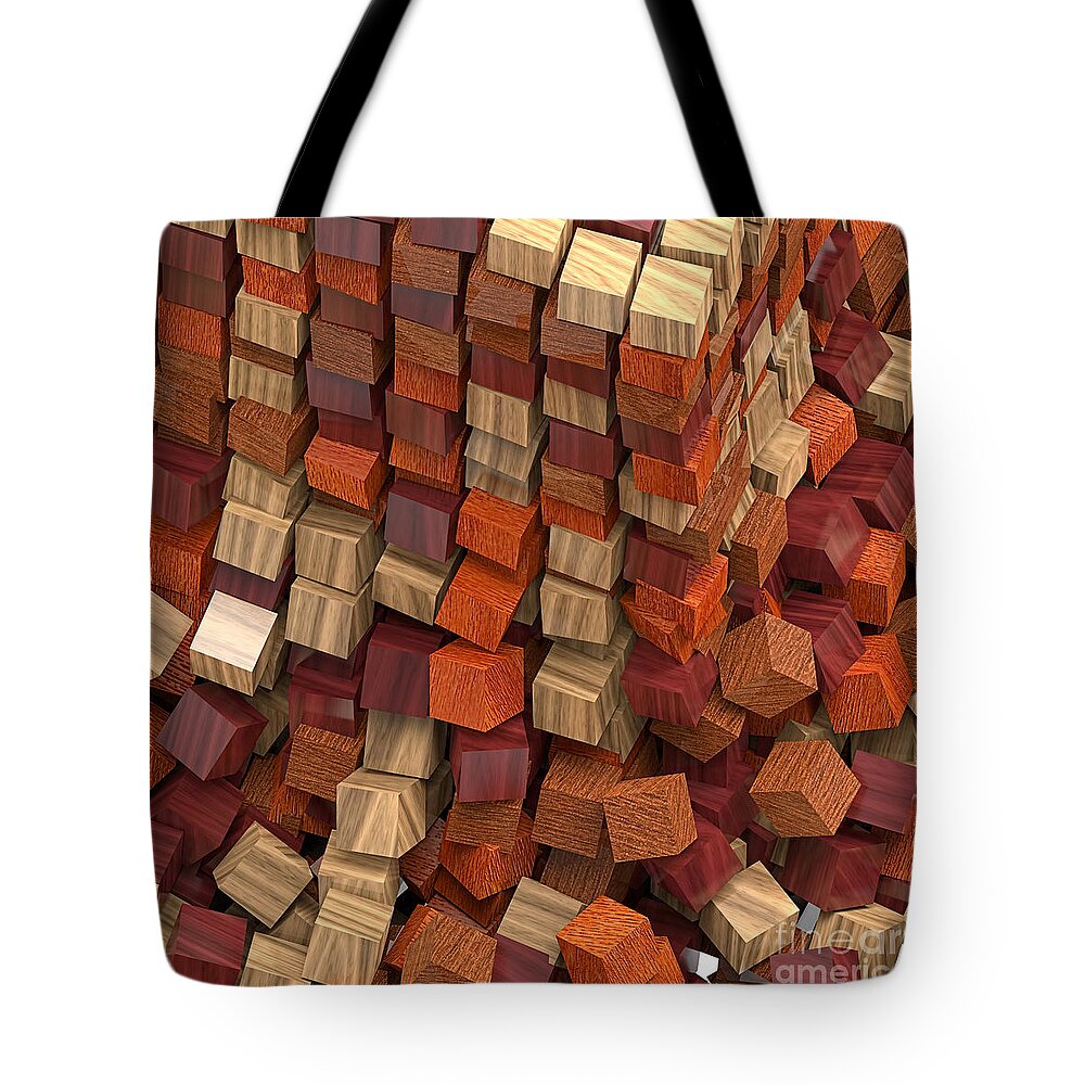 Abstract Tote Bag featuring the digital art Crumble Tower of Wood by William Ladson
