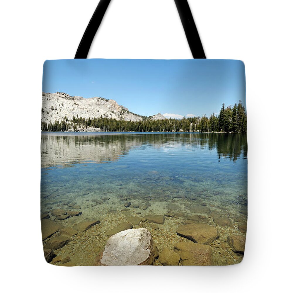 Clear Sky Tote Bag featuring the photograph Crystal Clear Mountain Lake by Art Wager