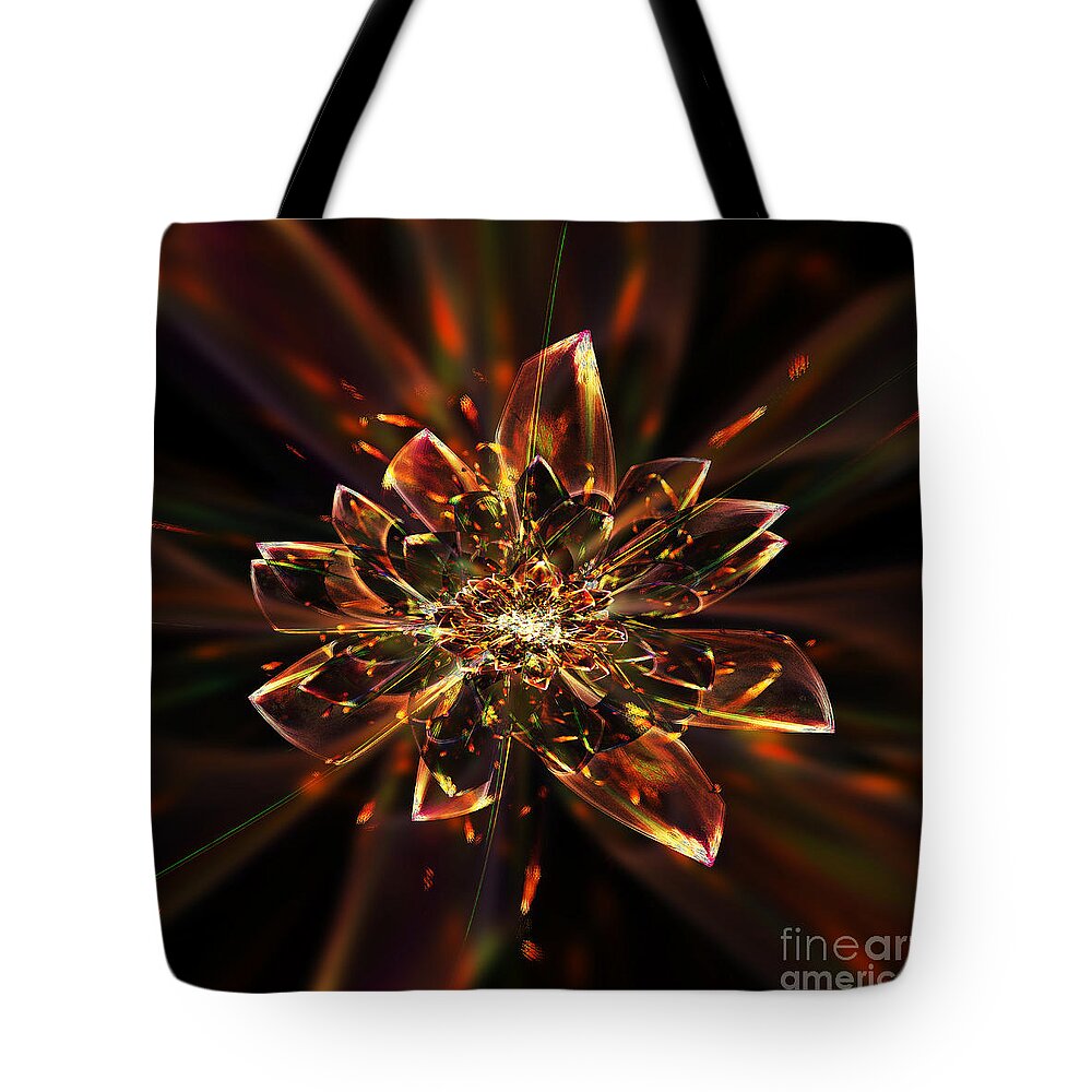 Fractal Tote Bag featuring the digital art Crystal Flower by Klara Acel