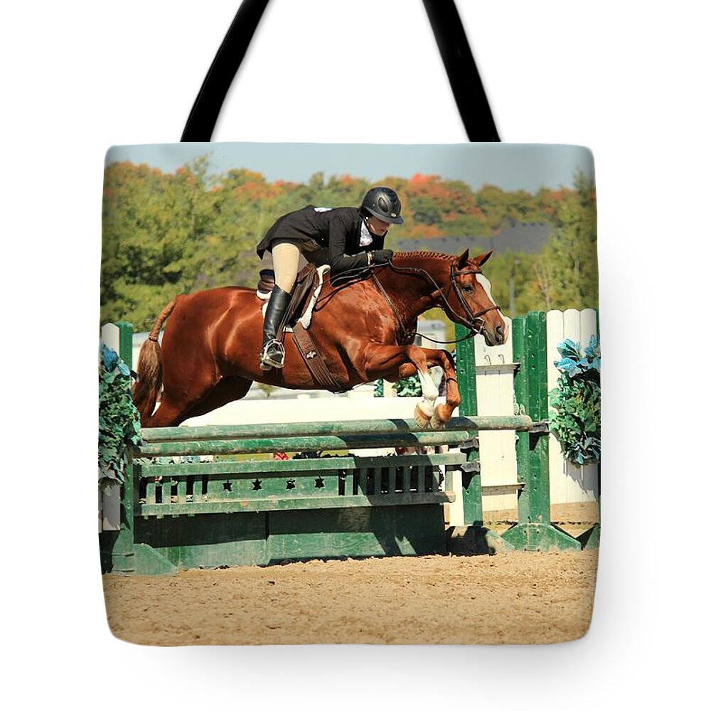 Horse Tote Bag featuring the photograph Csjt-hunter15 by Janice Byer