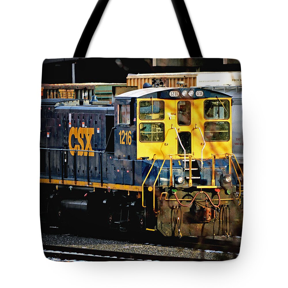 Csx 1216 Tote Bag featuring the photograph CSX 1216 Switch Engine EMD MP15T by Bill Swartwout