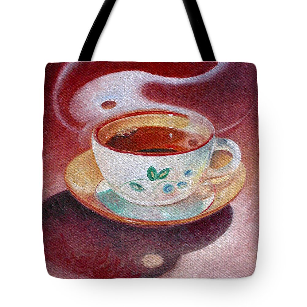 Cup Of Tea Tote Bag featuring the painting Cup of Tea by T S Carson