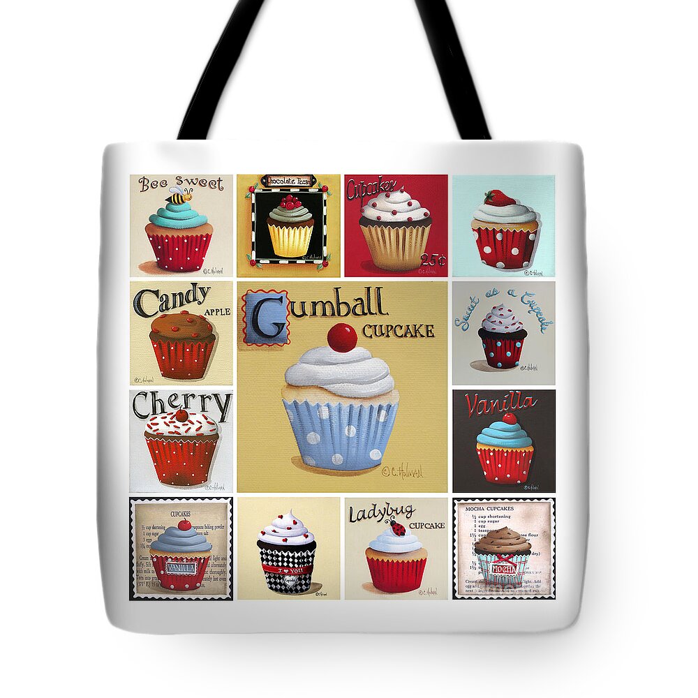 Art Tote Bag featuring the painting Cupcake Collage by Catherine Holman