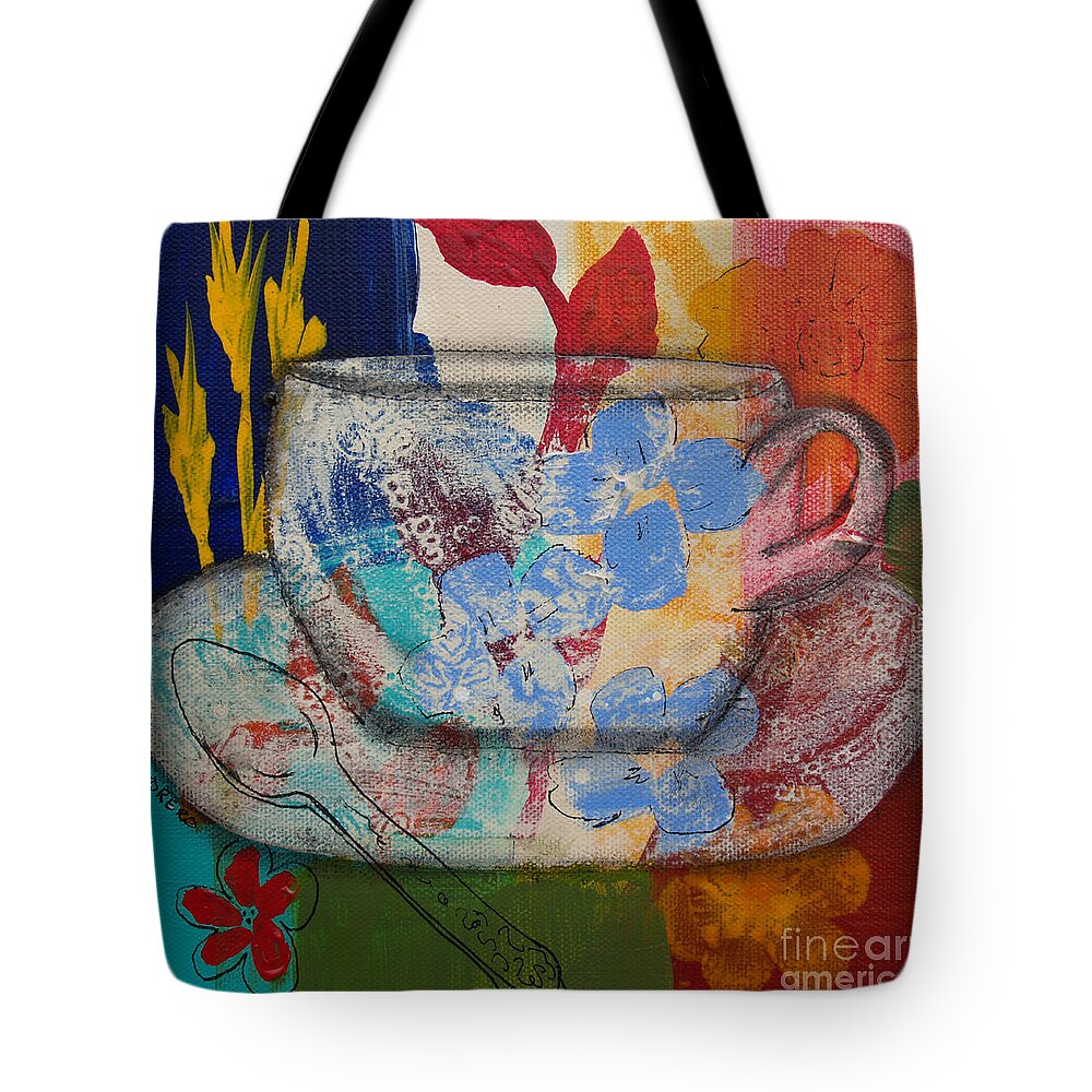 Teacup Tote Bag featuring the painting Cuppa Luv by Robin Pedrero