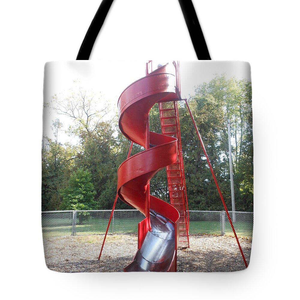 Slide Tote Bag featuring the photograph Curly Q Slide by Fred Wilson