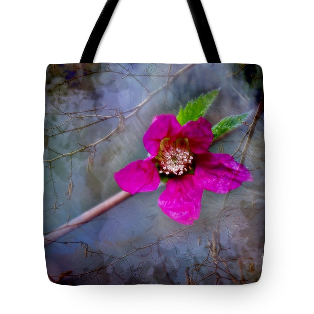 Adria Trail Tote Bag featuring the photograph Currant Blossom In The Storm by Adria Trail