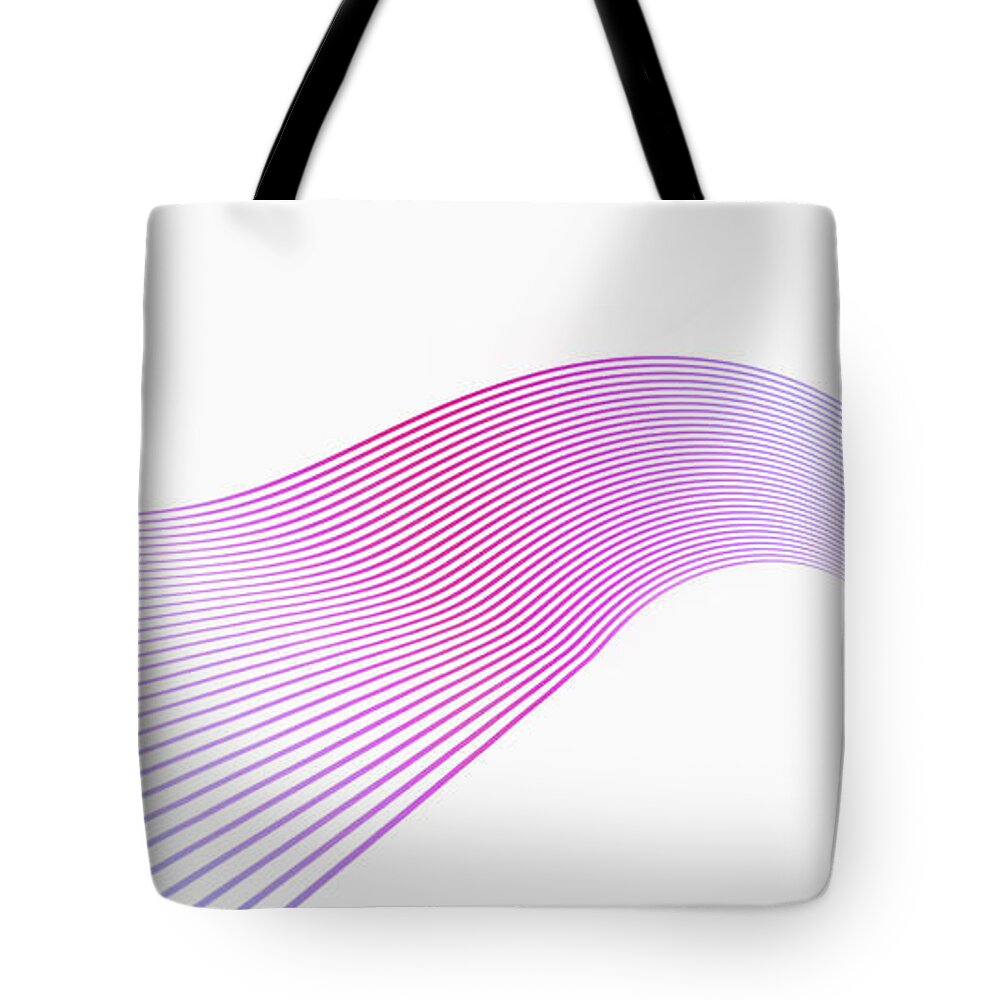 Curve Tote Bag featuring the digital art Curved Lines Against A White Background by Ralf Hiemisch