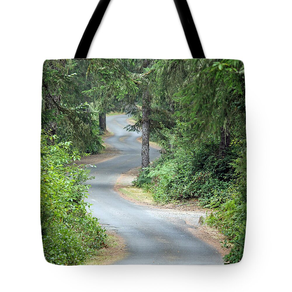 Trees Tote Bag featuring the photograph Curves into Leadbetter Point State Park II by E Faithe Lester