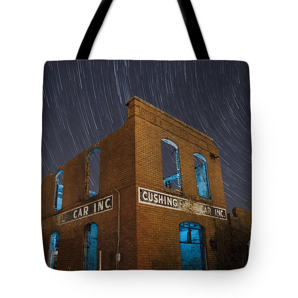Abandoned Service Station Tote Bag featuring the photograph Cushing Auto Service by Keith Kapple