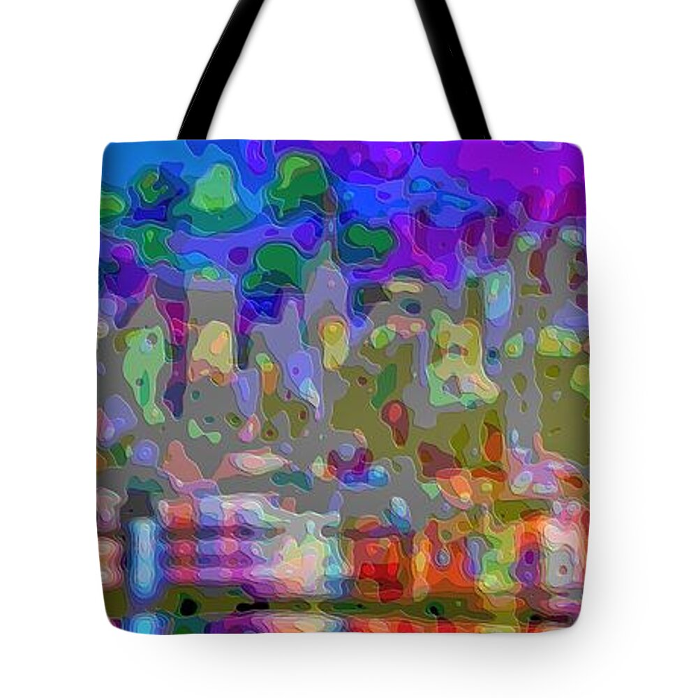 Cutout-art Tote Bag featuring the digital art Cutout Art City Garden Number 1 by Mary Clanahan