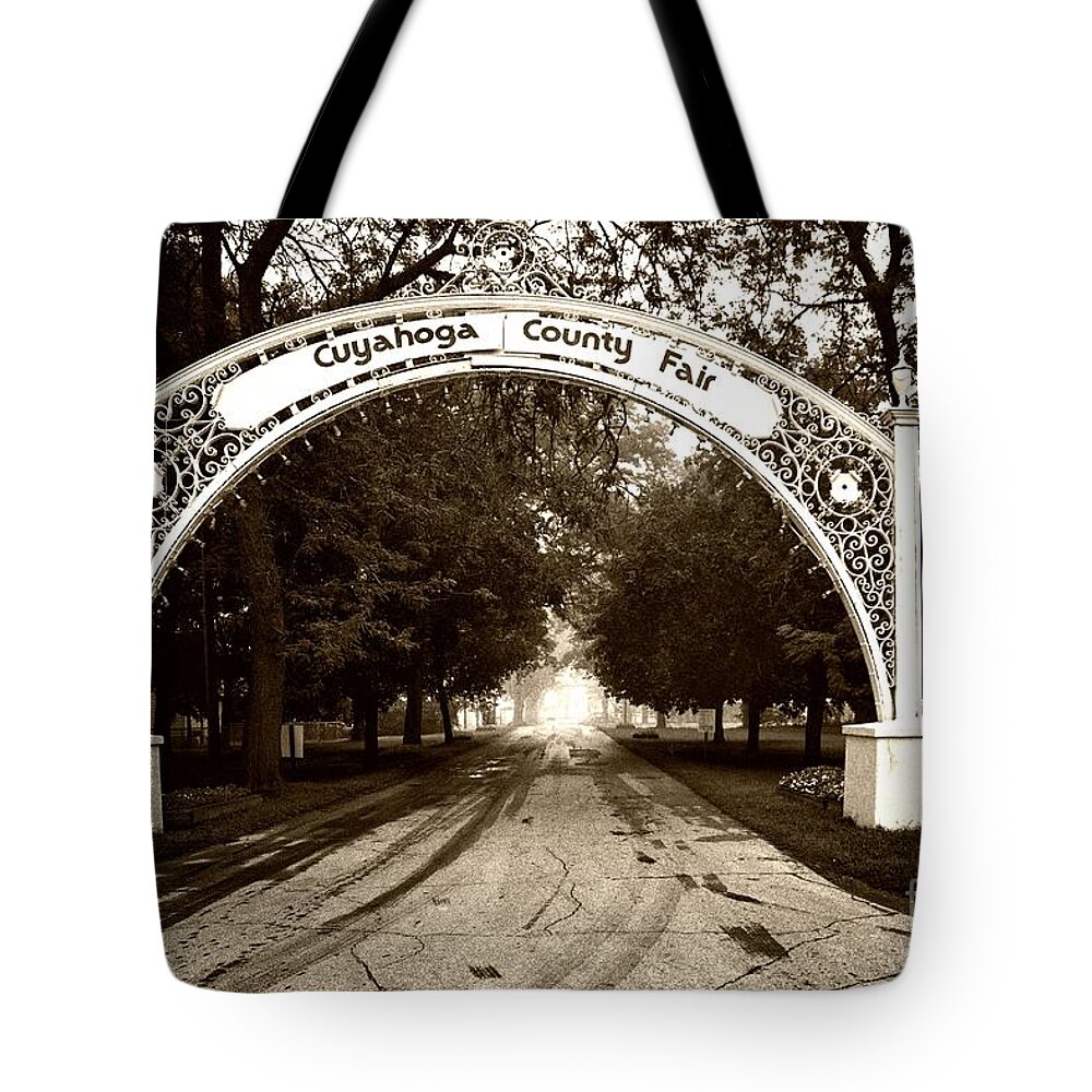 Ornate Ironwork Tote Bag featuring the photograph Cuyahoga County Fair Entrance by John Harmon