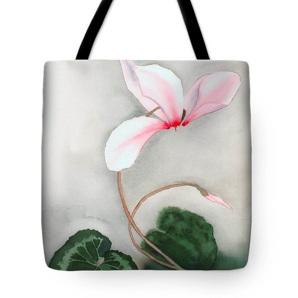 Floral Tote Bag featuring the painting Cyclamen Dancer by Hilda Wagner