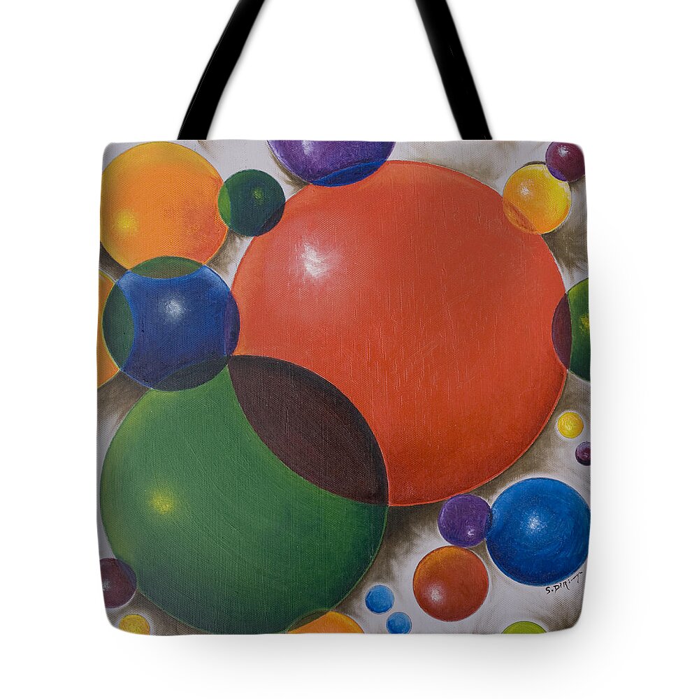 Abstract Tote Bag featuring the painting Cycles of Circular Motion by Stephen J DiRienzo