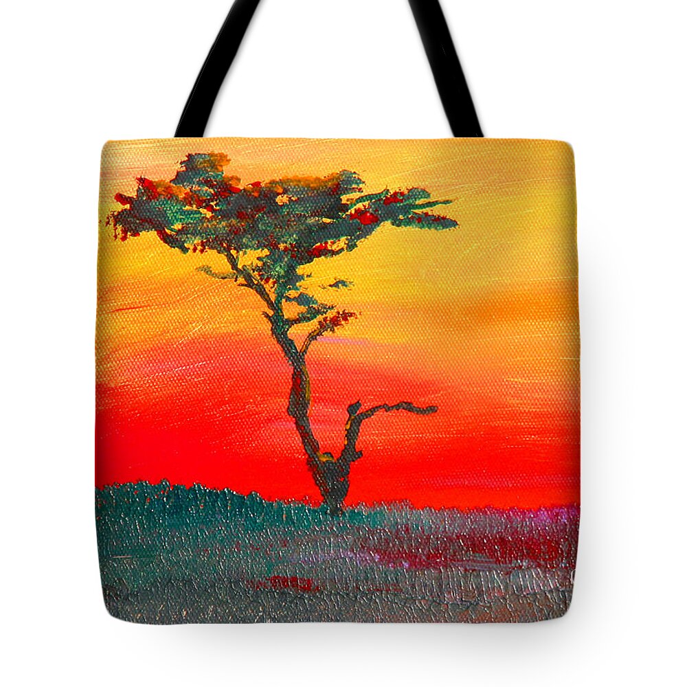 #sunset Prints Tote Bag featuring the painting Cypress Sunrise by Gail Daley