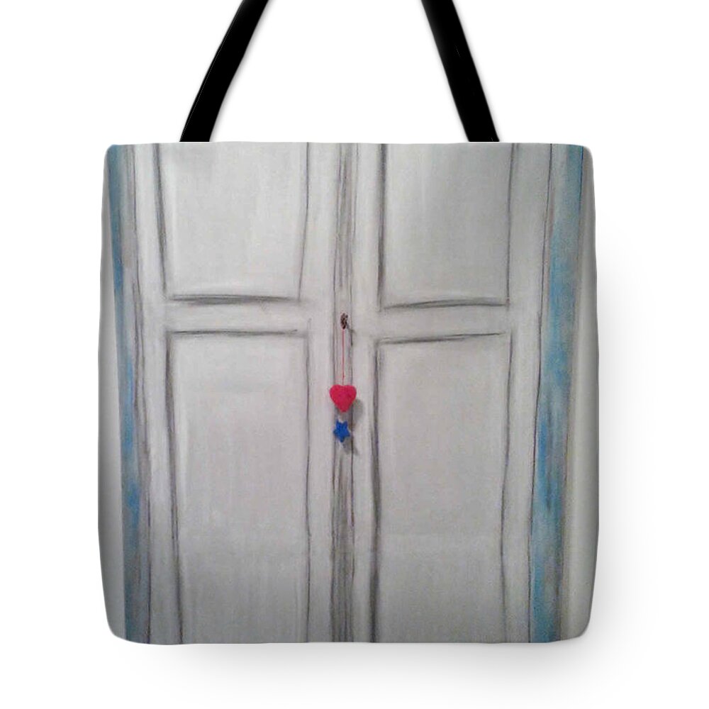 Abstract Painting Strcutured Mix Tote Bag featuring the painting D1 - door by KUNST MIT HERZ Art with heart