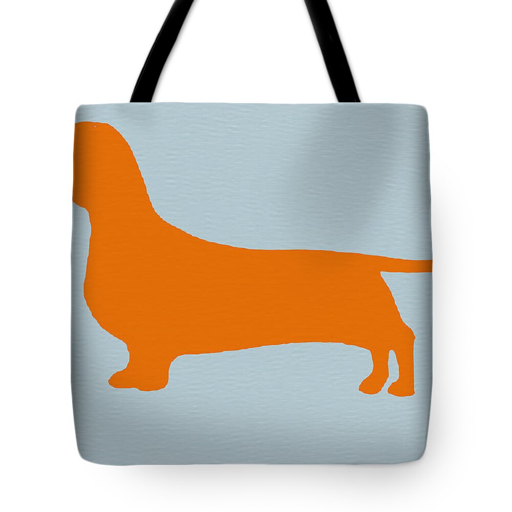 Dachshund Tote Bag featuring the digital art Dachshund Orange by Naxart Studio