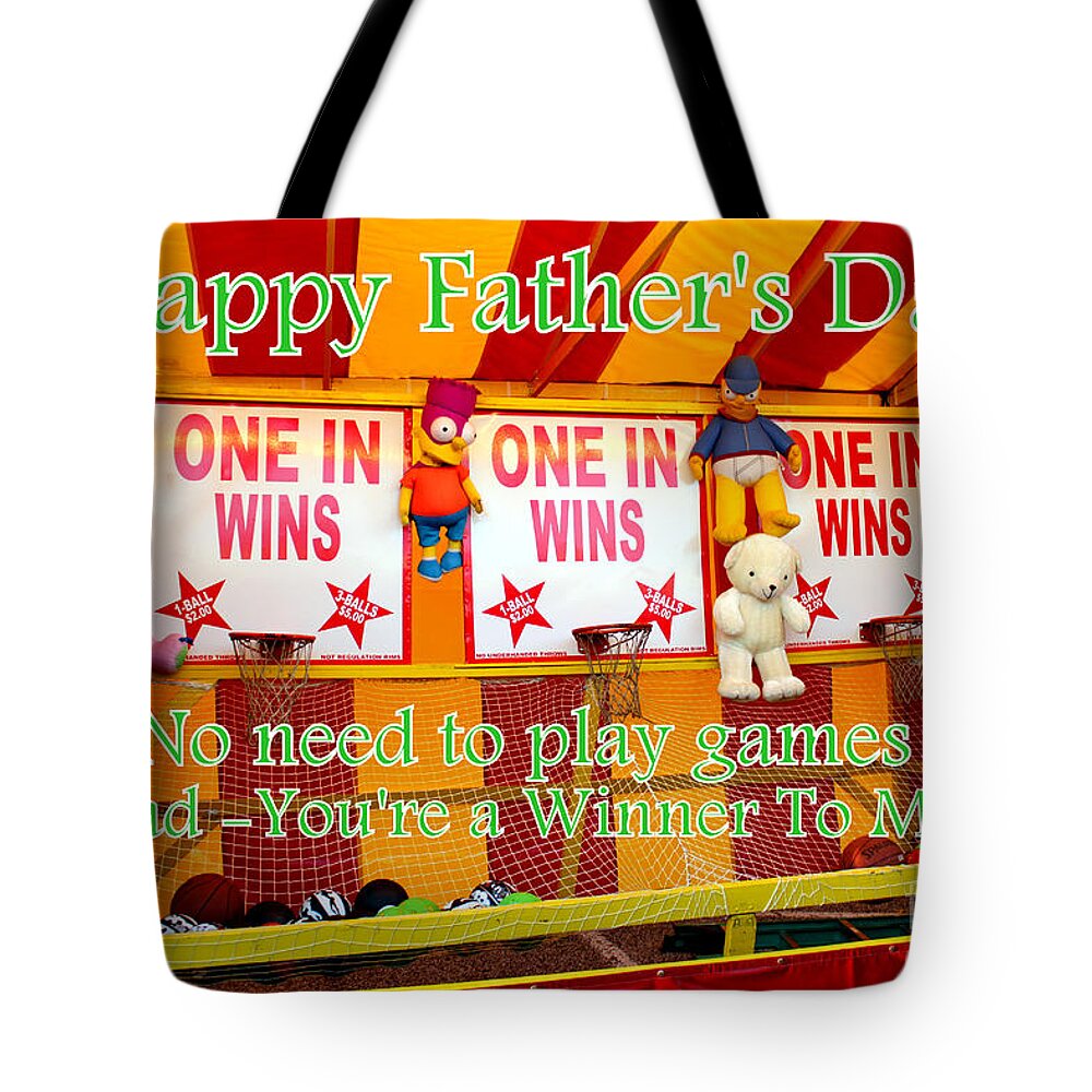 Father's Day Greeting Cards Tote Bag featuring the photograph Dad's a Winner Card by Kathy White