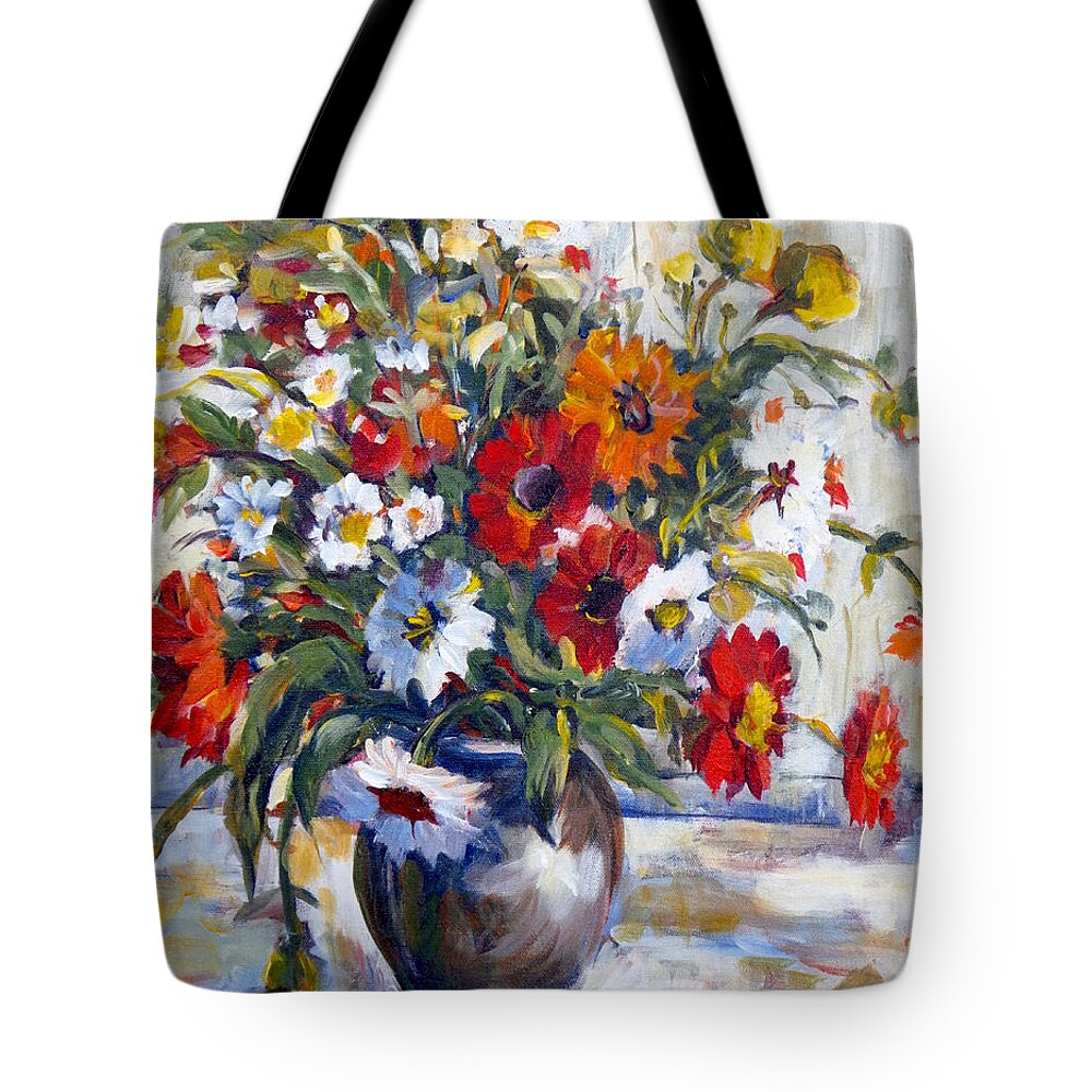 Daisies Tote Bag featuring the painting Daisies by Ingrid Dohm