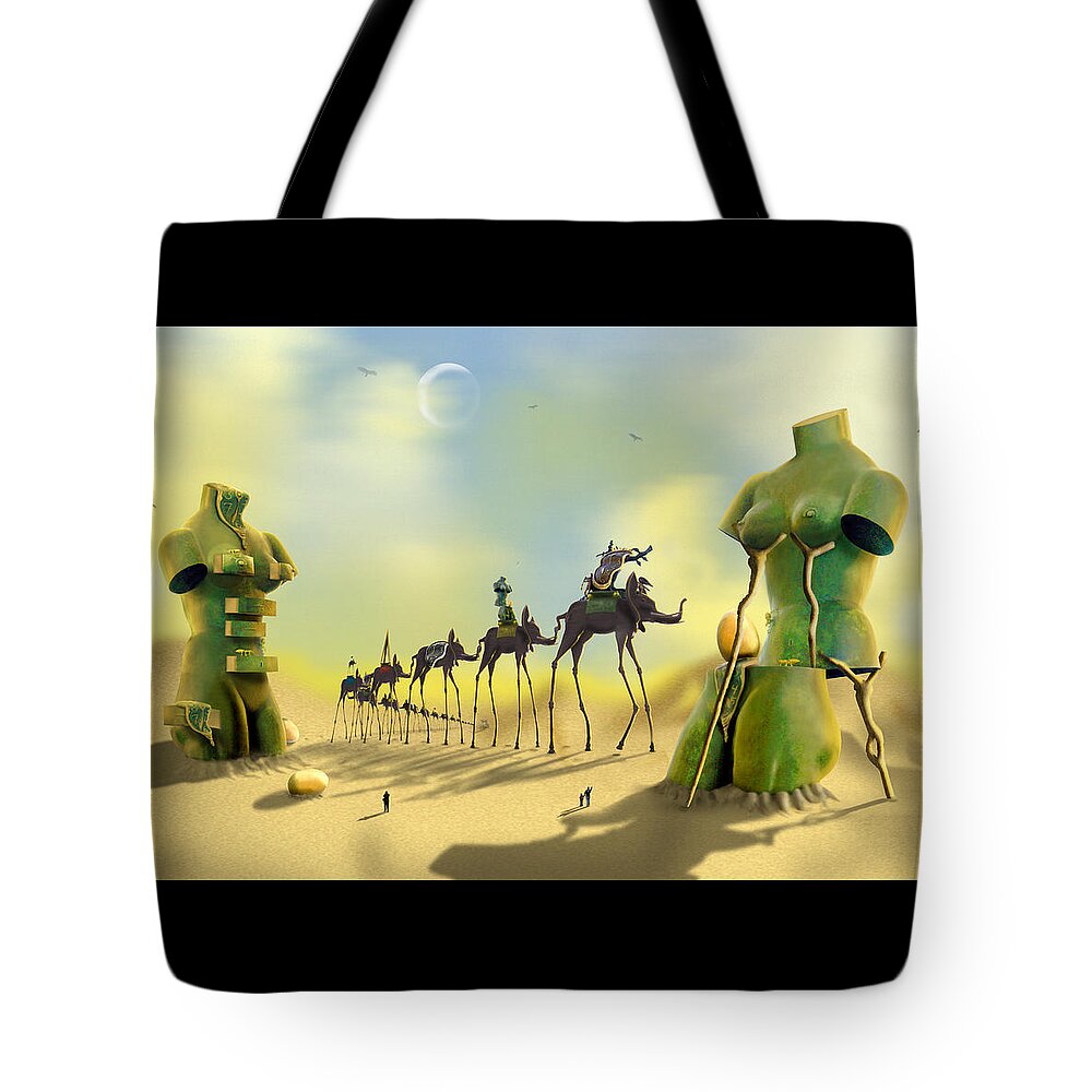 Surrealism Tote Bag featuring the photograph Dali on the Move by Mike McGlothlen