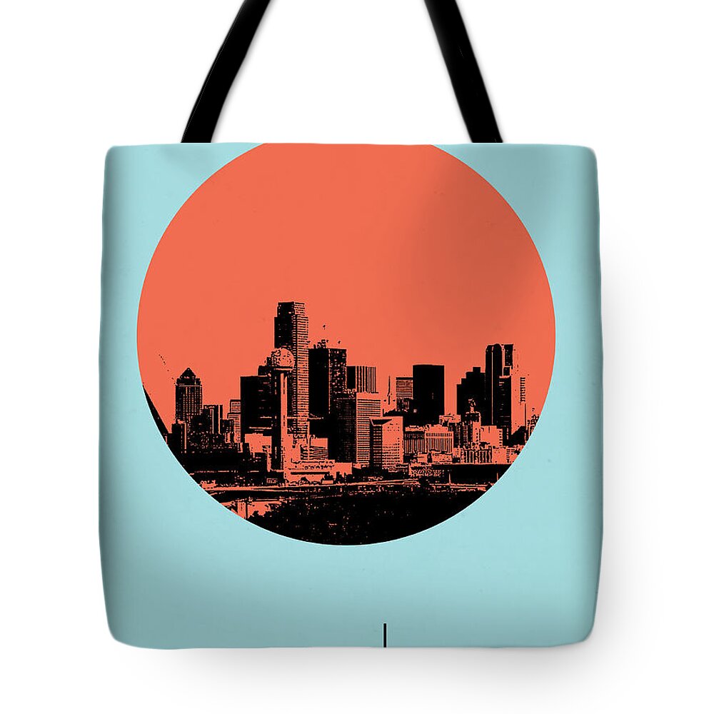 Dallas Tote Bag featuring the digital art Dallas Circle Poster 1 by Naxart Studio