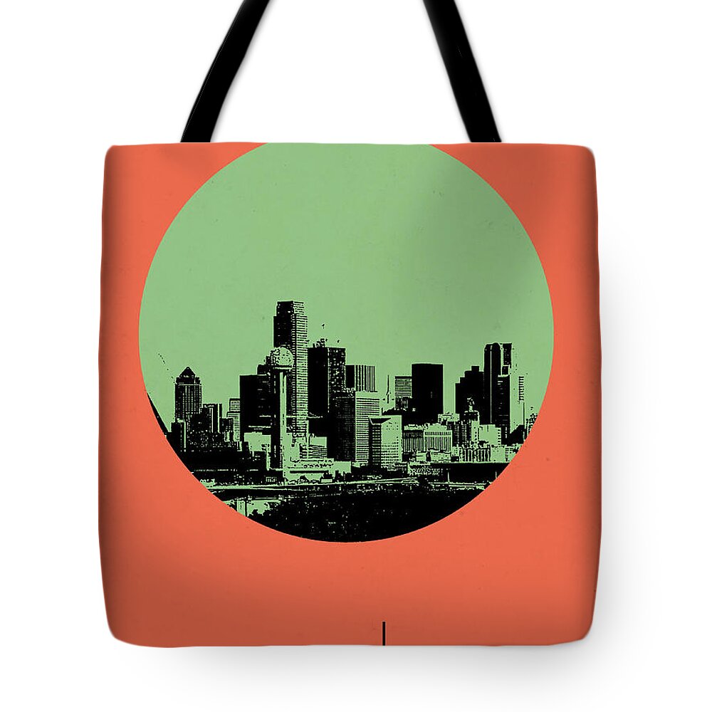 Dallas Tote Bag featuring the digital art Dallas Circle Poster 2 by Naxart Studio