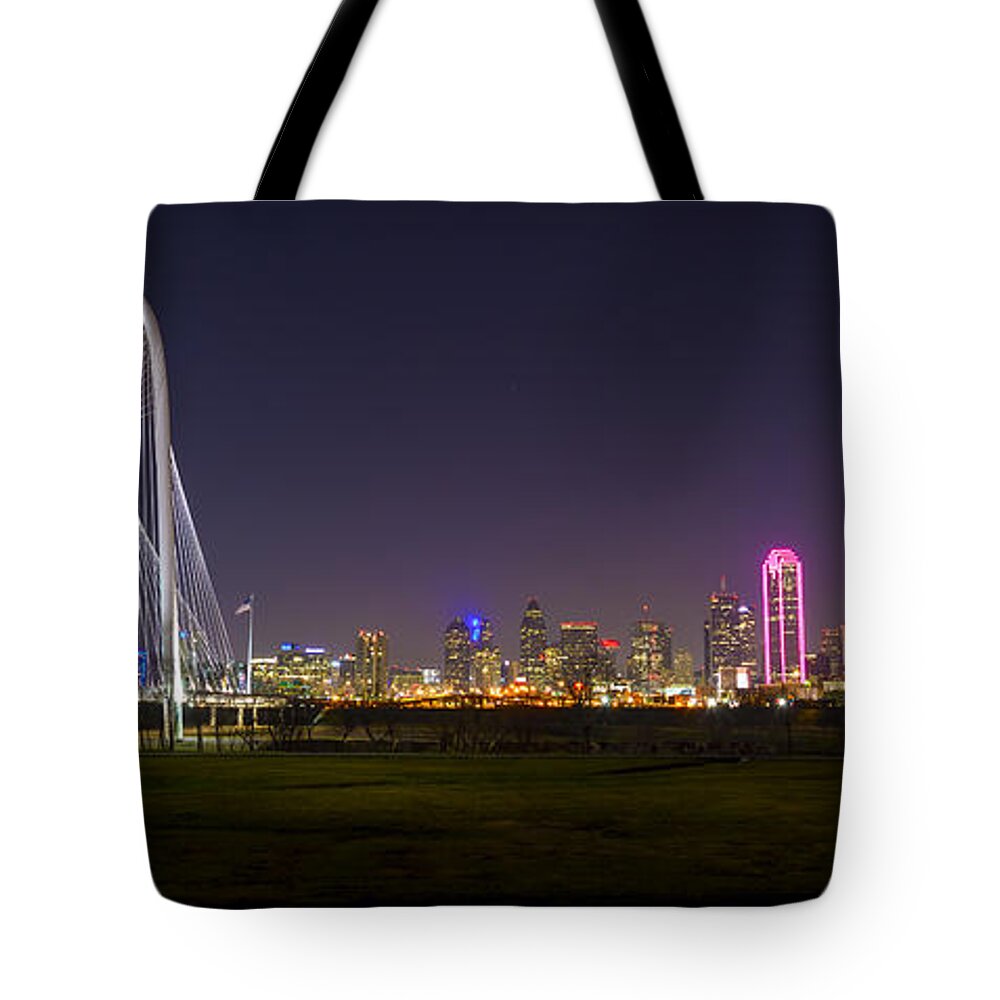 Skyline Tote Bag featuring the photograph Dallas Skyline and Margaret Hunt Hill Bridge by David Morefield