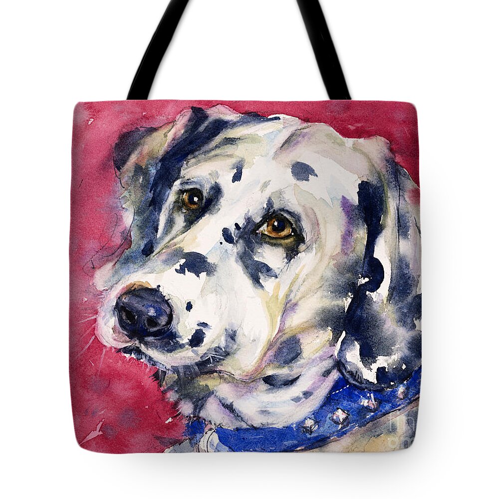 Dog Tote Bag featuring the painting Dalmatian by Judith Levins