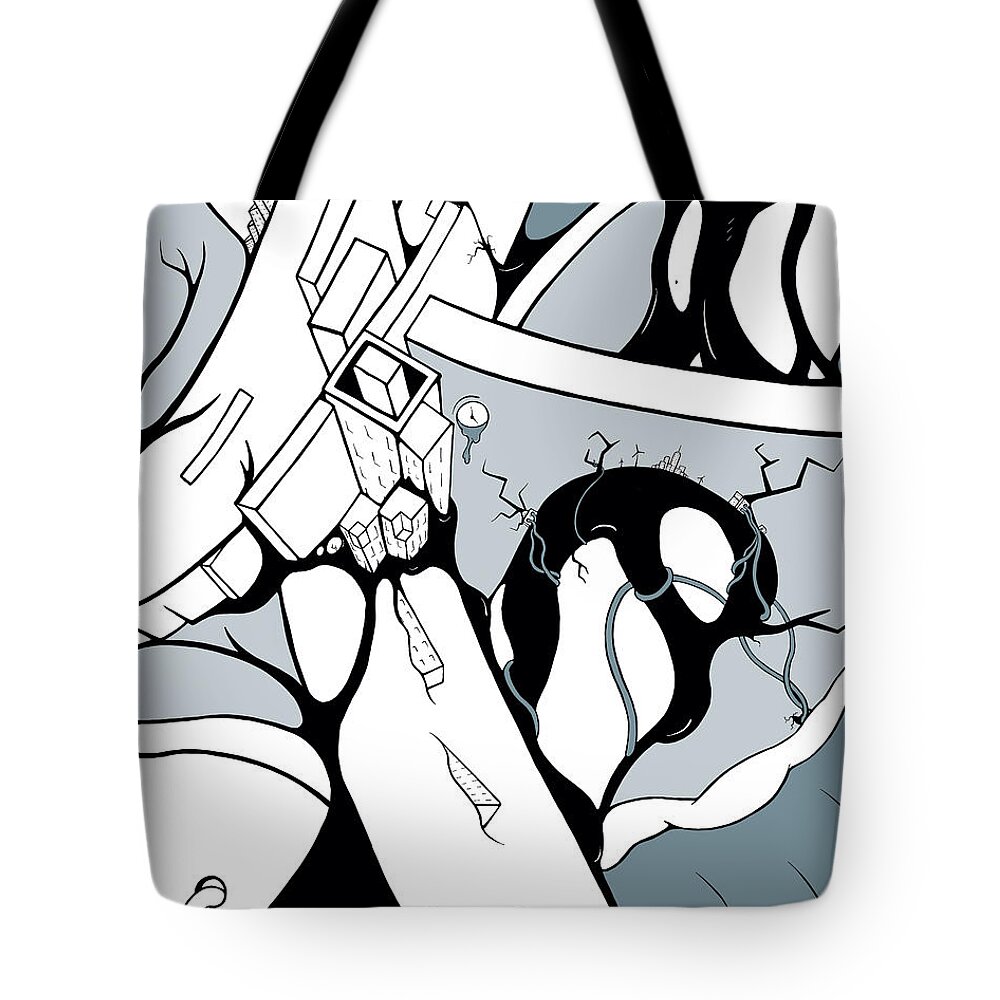 Road Tote Bag featuring the digital art Dammed by Craig Tilley