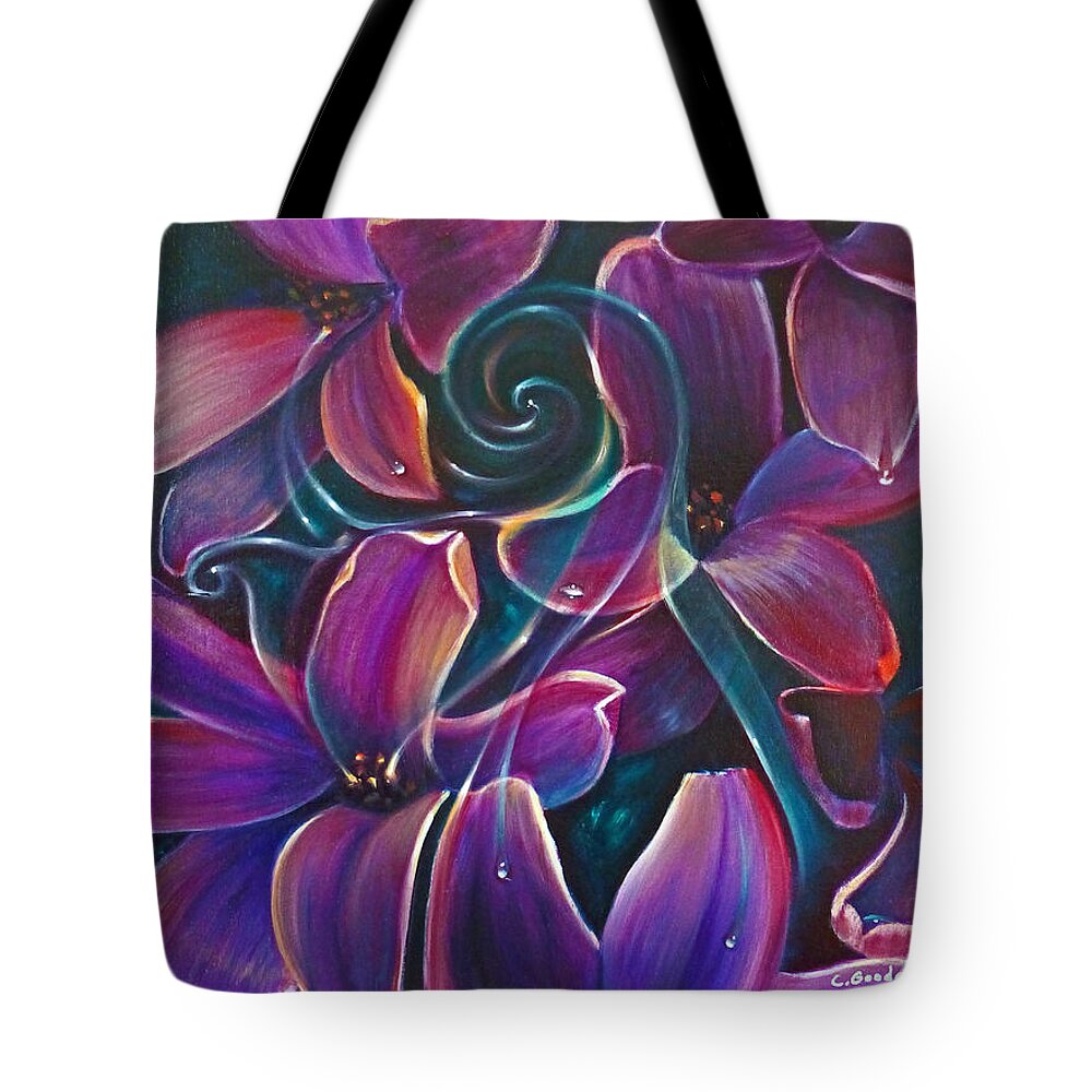Flower Tote Bag featuring the painting Dancing Hyacinths by Claudia Goodell