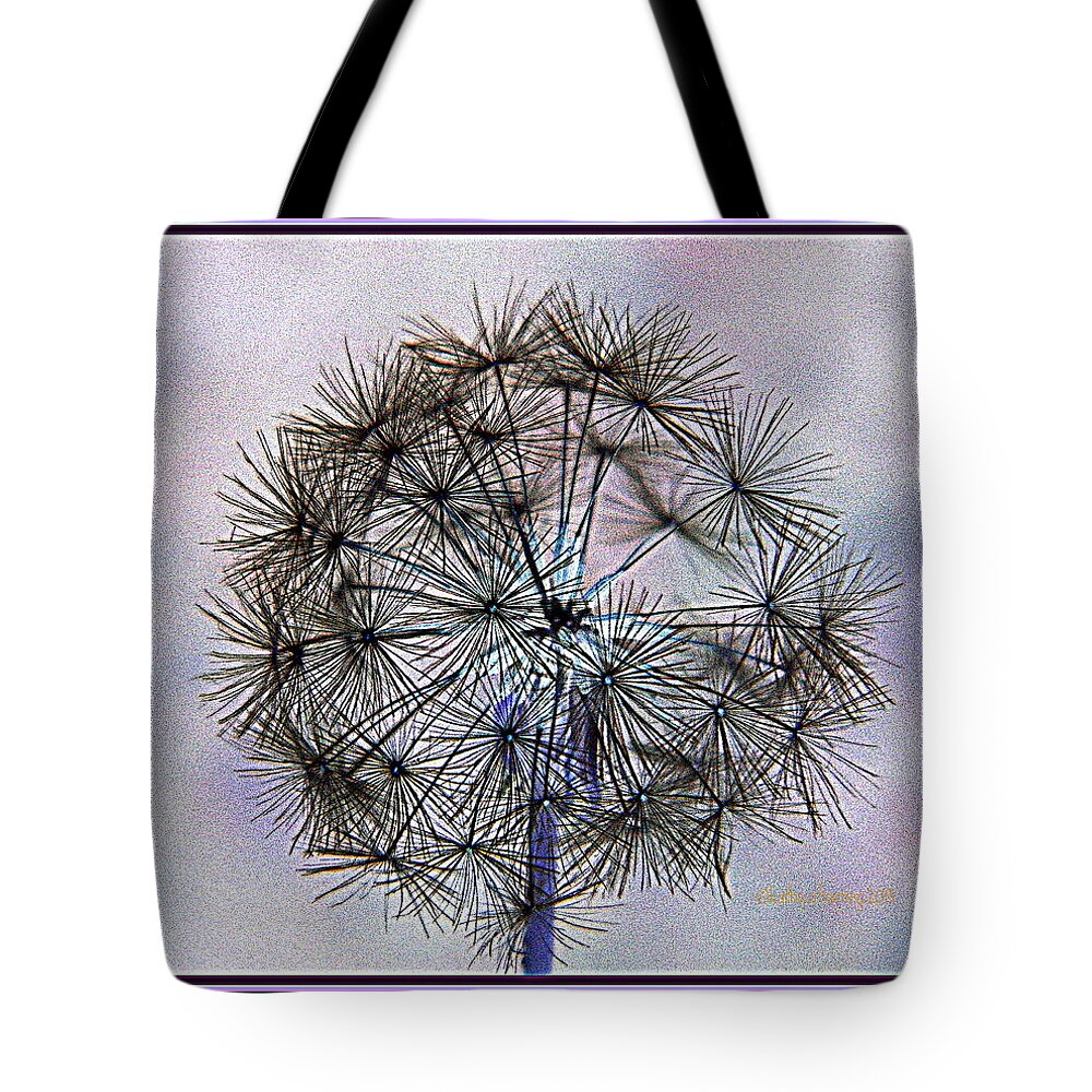 Dandelion Tote Bag featuring the photograph Dandelion Blue and Purple by Kathy Barney