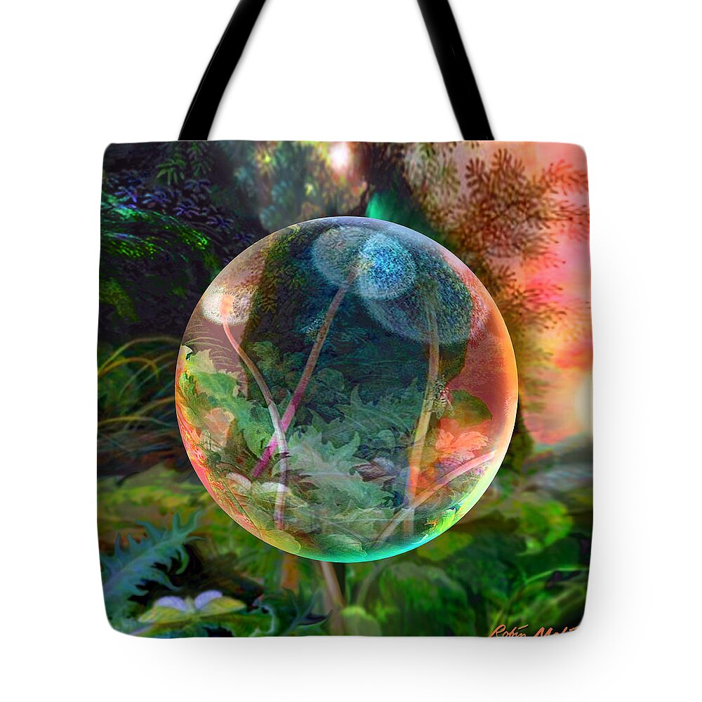 Dandelion Tote Bag featuring the painting Dandelion Wine by Robin Moline