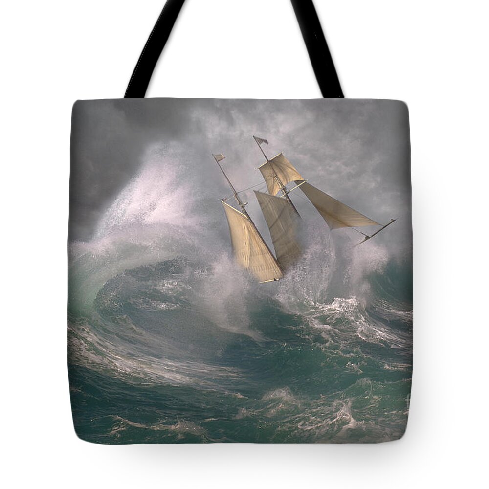 Ship Tote Bag featuring the photograph Danger At Sea by Ron Sanford