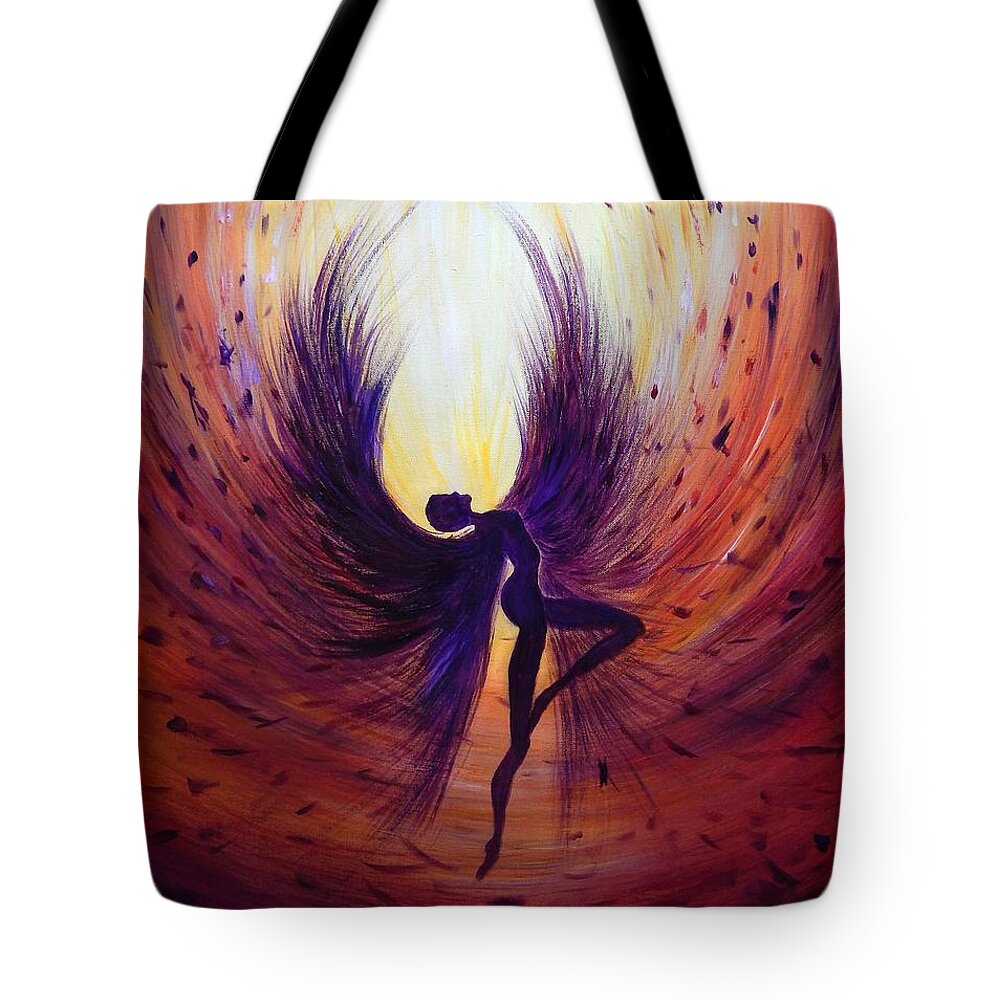 Light Tote Bag featuring the painting Dark Angel by Lilia D