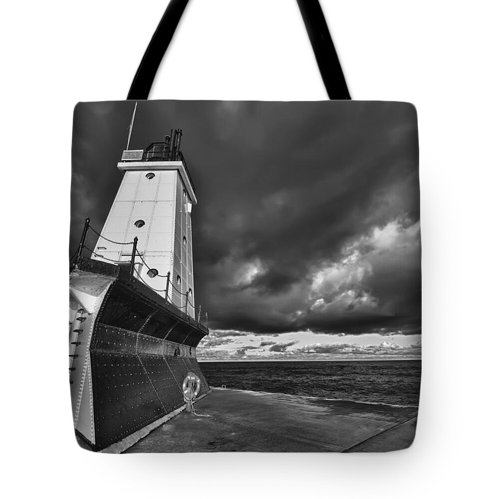 Clouds Tote Bag featuring the photograph Dark Clouds Black and White by Sebastian Musial