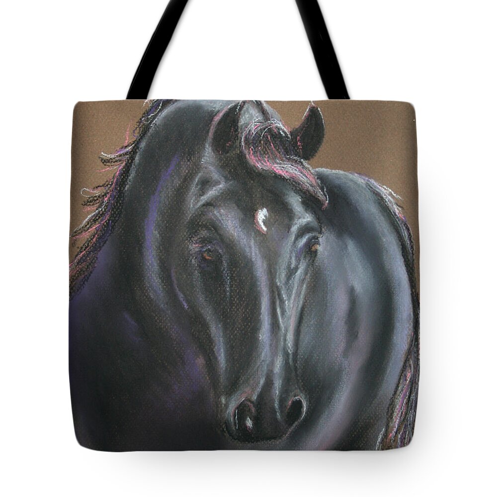 Horse Tote Bag featuring the pastel Dark Horse by Susan Herber