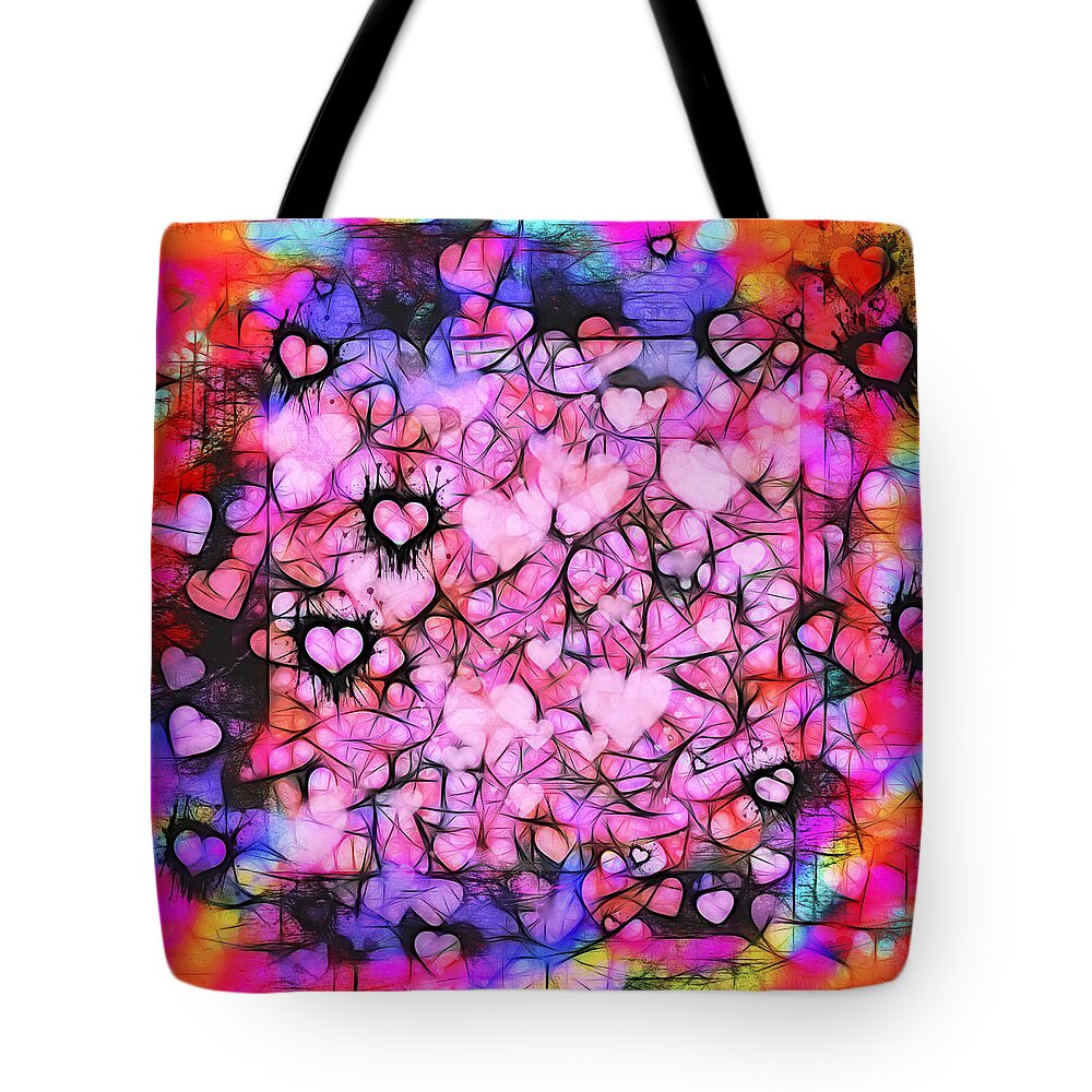 Valentine Tote Bag featuring the photograph Moody Grunge Hearts Abstract by Marianne Campolongo