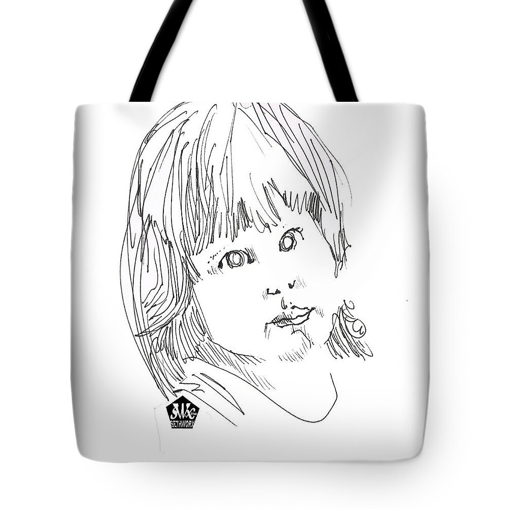 Darlin' Tote Bag featuring the drawing Darlin' by Seth Weaver