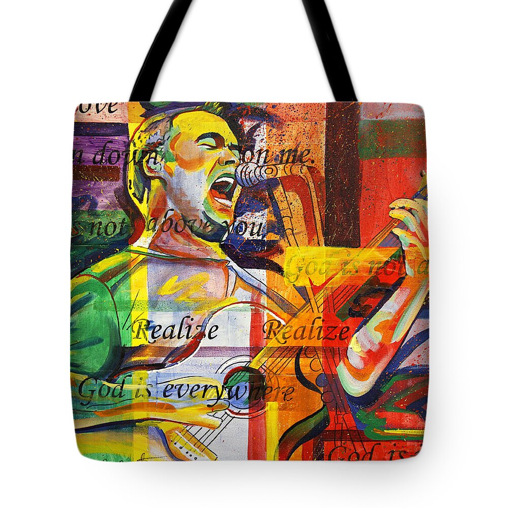 Dave Matthews Tote Bag featuring the painting Dave Matthews-Bartender by Joshua Morton