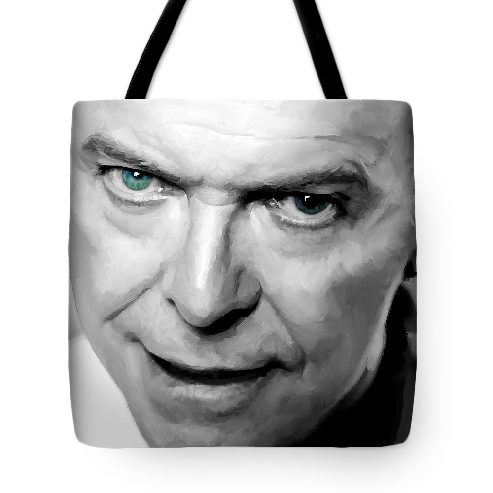 David Bowie Tote Bag featuring the digital art David Bowie in clip Valentine's Day - 1 by Gabriel T Toro