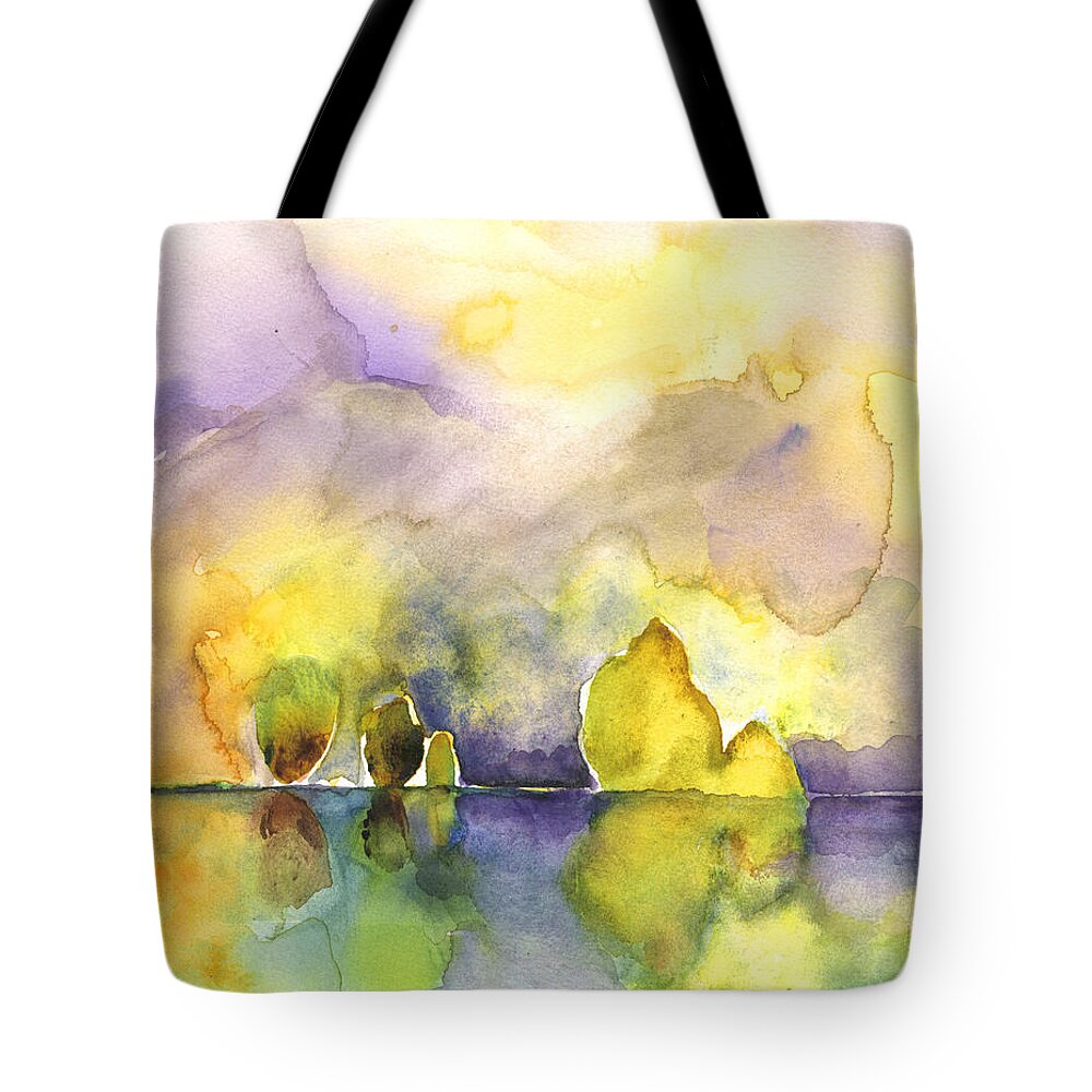 Dawn Tote Bag featuring the painting Dawn 42 by Miki De Goodaboom