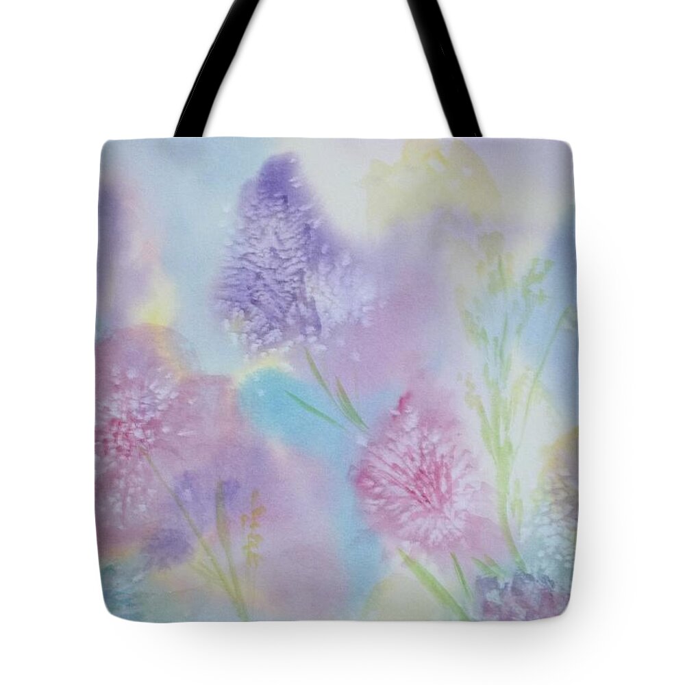 Wildflowers Tote Bag featuring the painting Dawn of the Wildflowers by Ellen Levinson