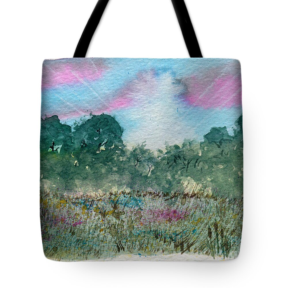 Landscape Tote Bag featuring the painting Dawn on the Marsh by R Kyllo