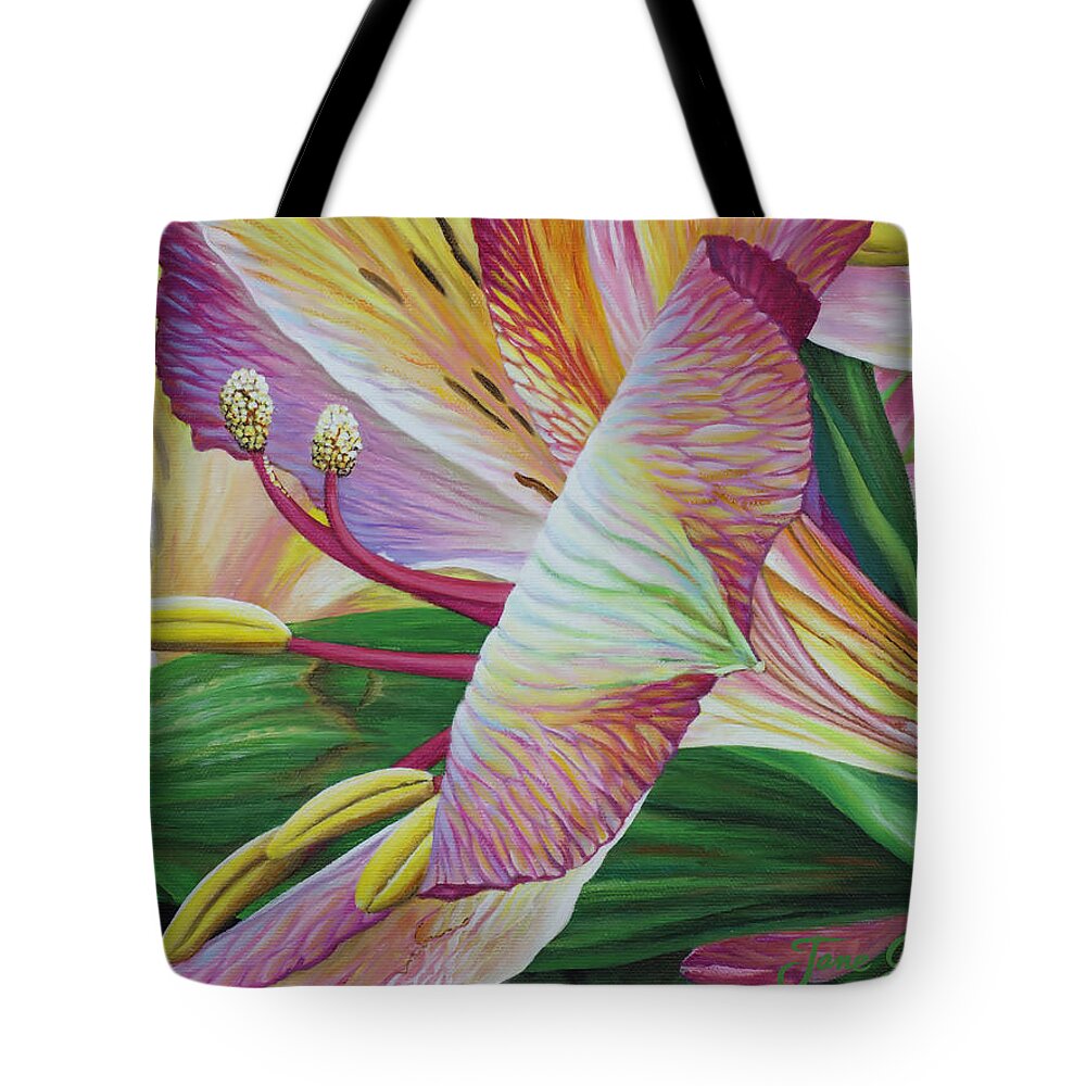 Day Lily Tote Bag featuring the painting Day Lilies by Jane Girardot