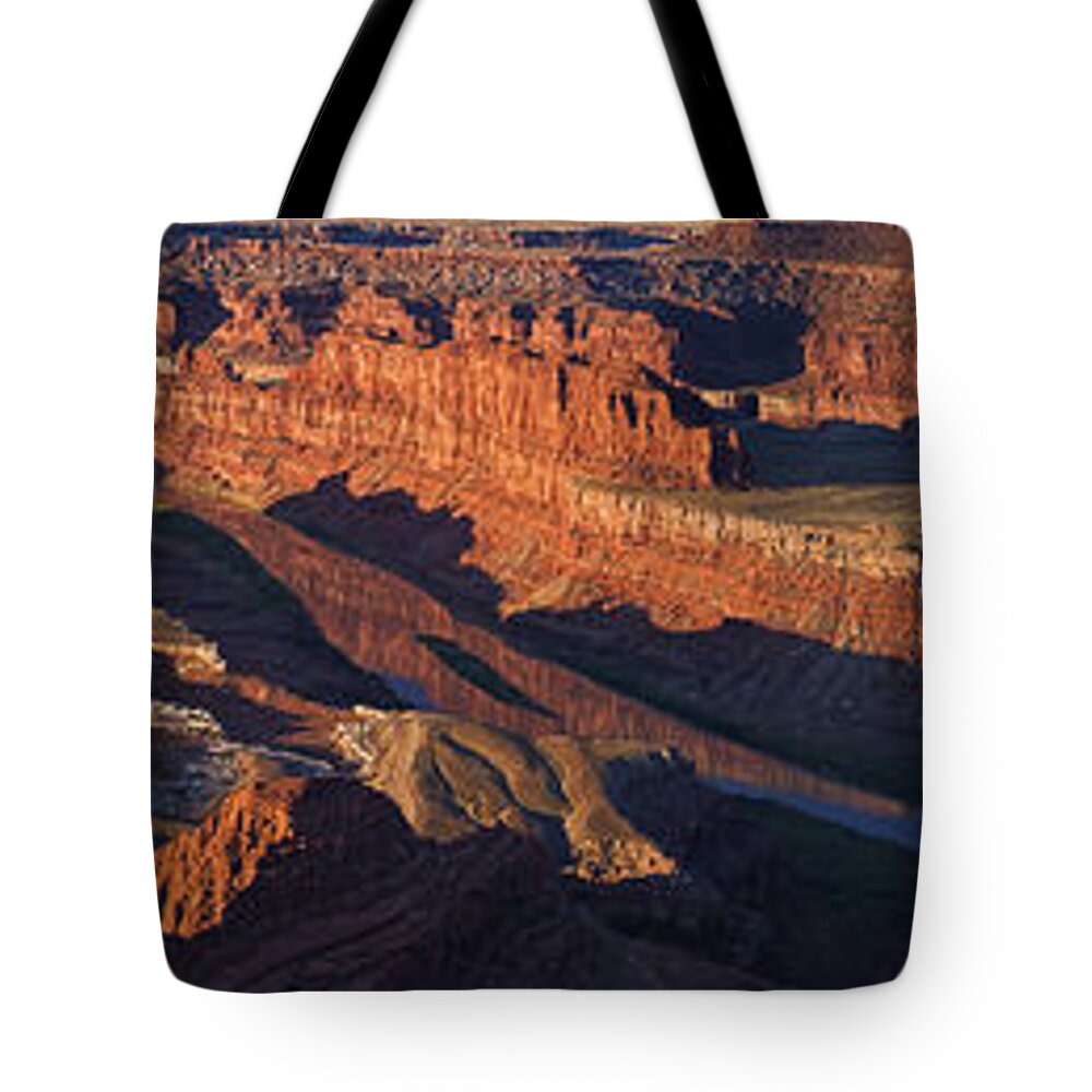 Dead Horse Point Tote Bag featuring the photograph Dead Horse Point Sunrise Panorama by Mark Kiver