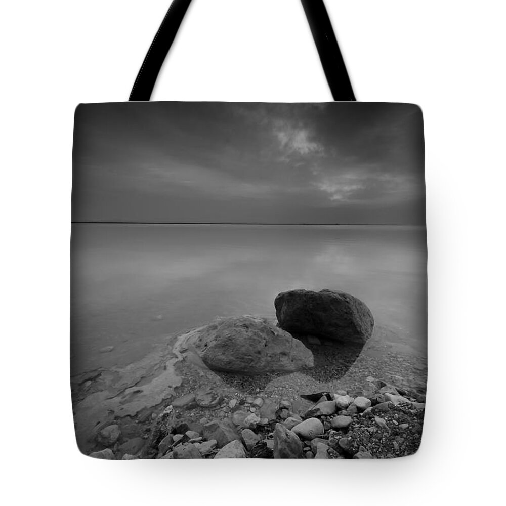 Israel Tote Bag featuring the photograph Dead Sea Sunrise Black and White by David Morefield